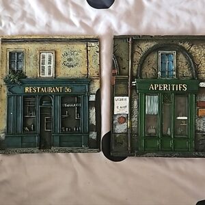 ×2 Paris Storefront wallart Embossed miniatures   Resin? glass windows A Set